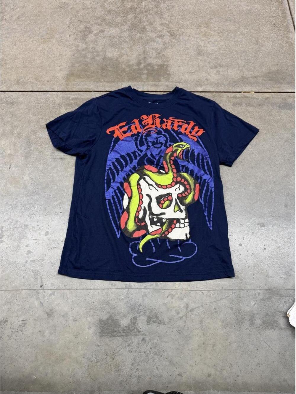 vintage ed hardy skull eagle navy blue shirt size medium